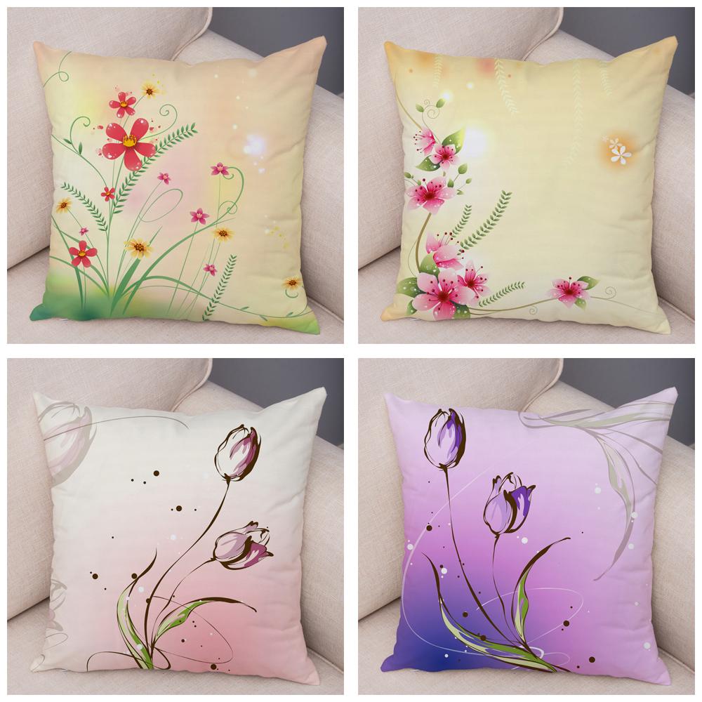 Красивая цветочная подушка, художественная наволочка для дивана, домашняя простая наволочка с геометрическим цветком