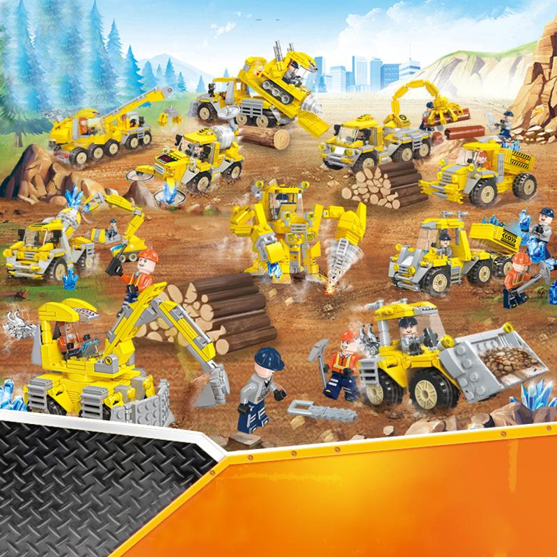 Construction Engineering Vehicle Building Blocks Toys Plastic Small Particles Diy Assembled Toys For