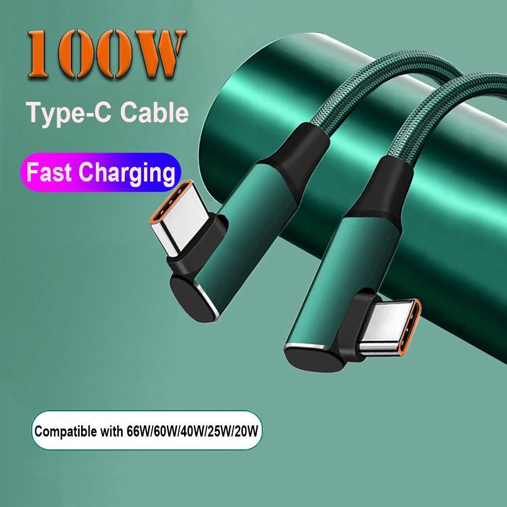 90 Degree 20V 5A Double Elbow QC4.0 Fast Charging PD 100W USB-C Data Cord Type C Cable