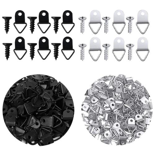 Samcos Triangular Hanging Hooks, Set of 100, with Wood Screws, Wall Hooks, Picture Hooks, for Crafts and Picture Frames (Black)