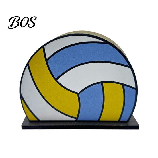 Personalized Sports Napkin Holder Ball for Table, Freestanding Wooden Dispenser, Themed Tabletop Tissue Towel Theme Birthday Party Supplies