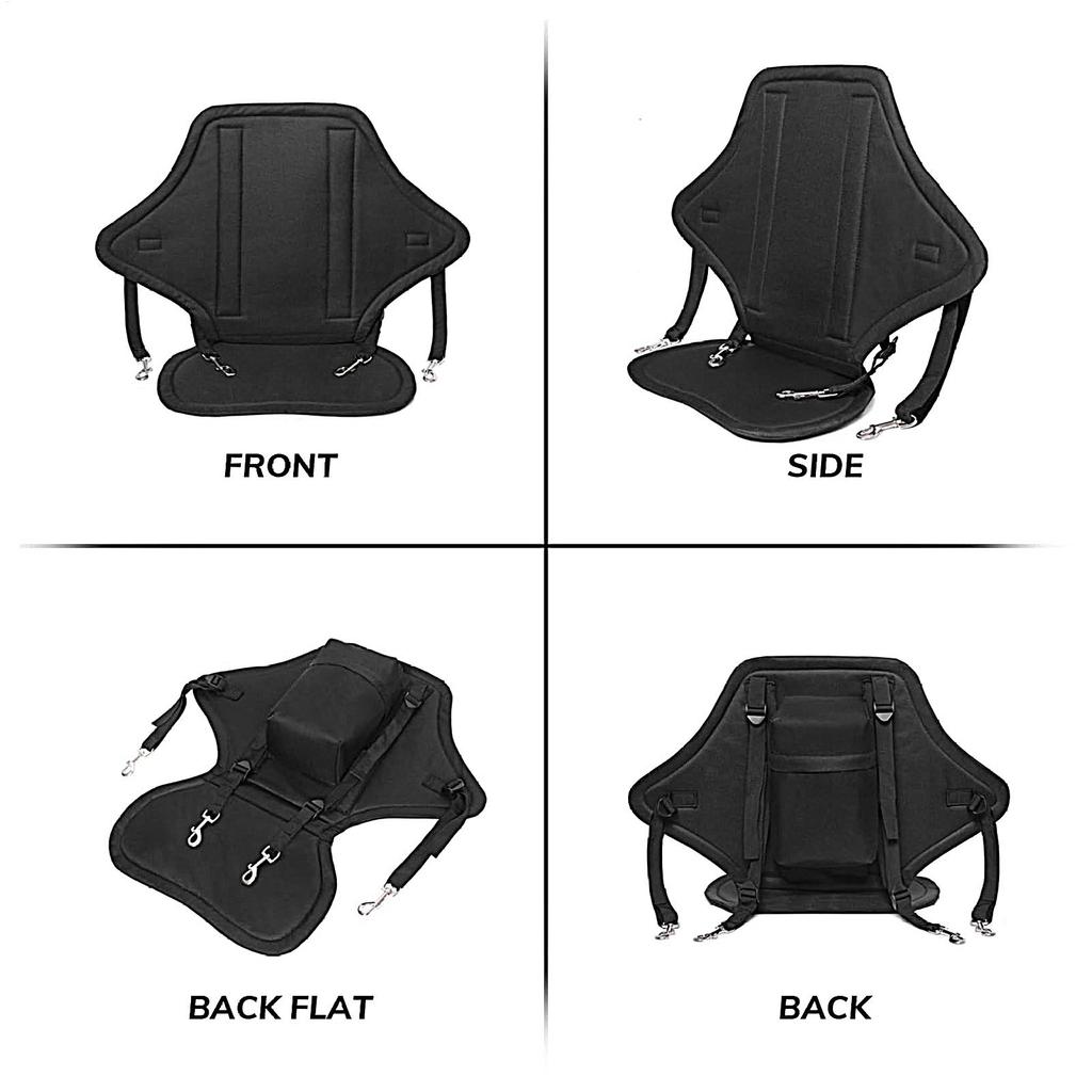 Kayak Seat Cushion with Storage Bag Padded Adjustable Canoe Safety Seat Waterproof Surf Paddle Board Seats with Back Support