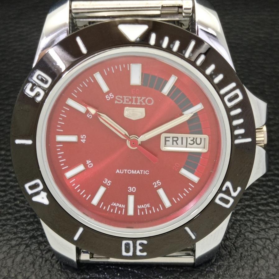 МУЖСКИЕ ВОССТАНОВЛЕННЫЕ SEIKO 5 JAPAN 6309A АВТОМАТИЧЕСКИЕ НАРУЧНЫЕ ЧАСЫ С КРАСНЫМ ЦИФЕРБЛАТОМ a426508-2