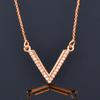 True Gold Plating Diamond V -shaped Pendant Clavicle Chain Rose Gold Necklace Female