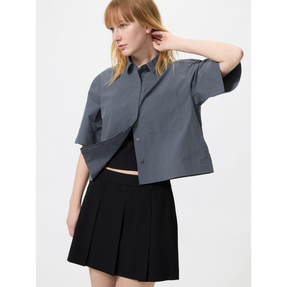 Uniqlo Японская нейлоновая коробчатая короткая рубашка с рукавом 5 минут