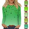 Женская повседневная повседневная рубашка с длинным рукавом. Топ с круглым вырезом и принтом ко Дню Святого Патрика