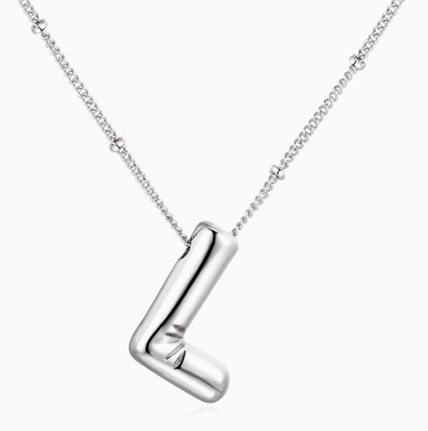 LT-12056 Stainless Steel 18K Gold Balloon Letter Necklace Silver Bubbles 26 English Alphabet Pendants Jewelry