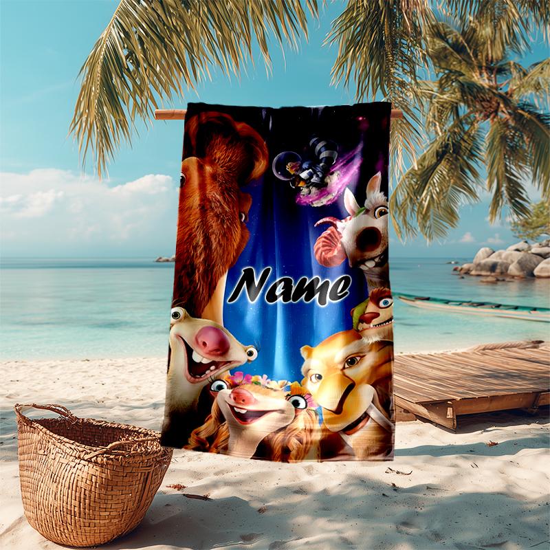 Personalized customized proof beach towel with Ice Age Dawn of the Dinosaurs pattern - soft, absorbent,quick-drying,perfect swimming,camping&bathing