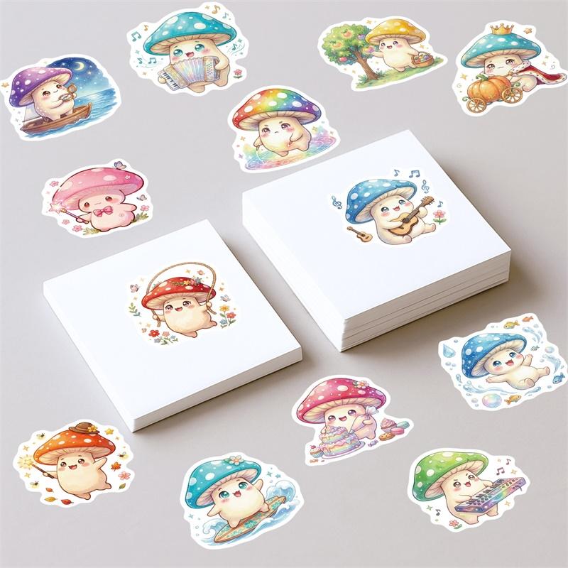 10/30/56PCS Cartoon Mushroom Man PVC Sticky Sticker Stationery DIY Children's Laptop Luggage Skateboard Decoration Scrapbooking