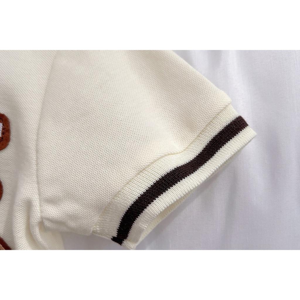 Classic Animal Baby Short Sleeved Set, Boys and Girls Short Sleeved T-shirt Set, Cartoon Bear Collar T-shirt Set