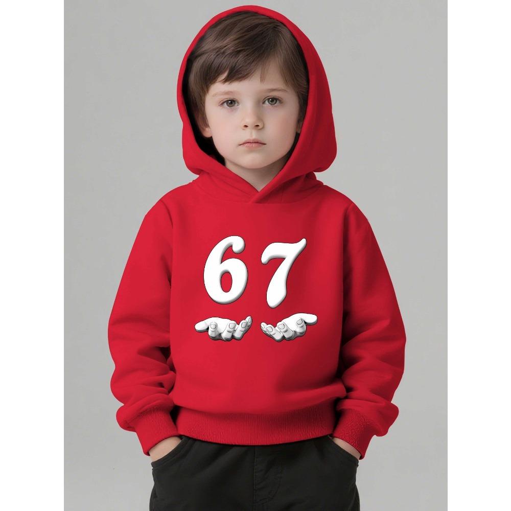 Spring Autumn Unisex Graphic Fun 67 Men's Hooded Pullover Sweater Long-sleeved Stylish Street Style Long-sleeved Women Clothing Top