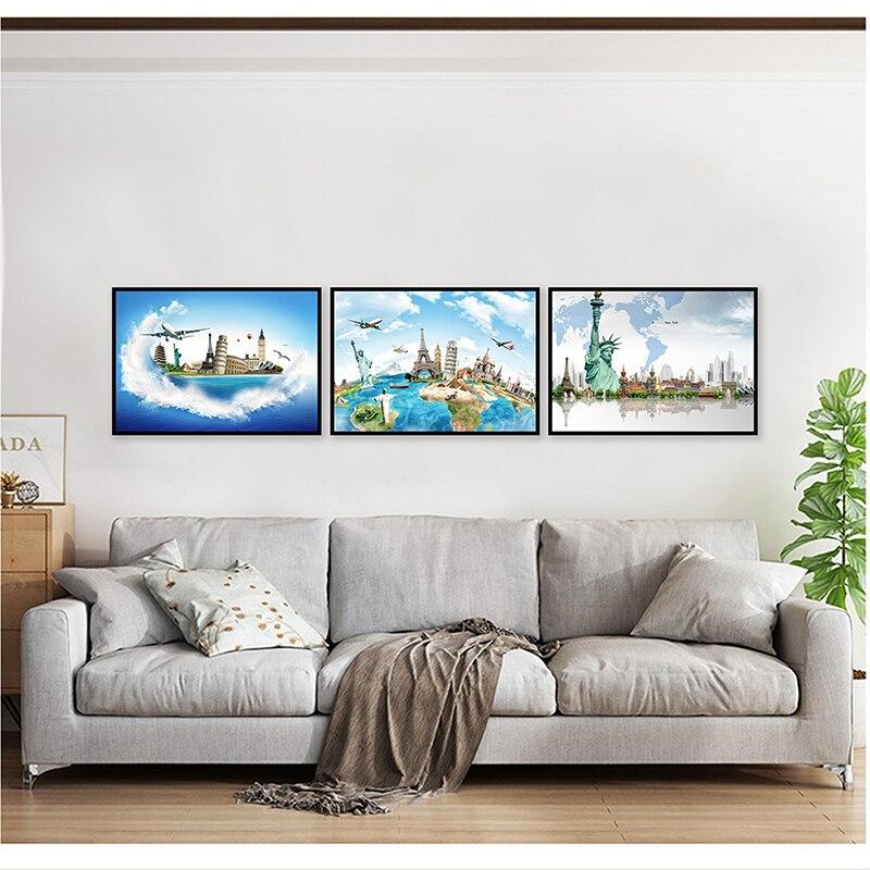 Украшение Эйфелева башня Пизанская башня Статуя Свободы Картина на холсте Известный архитектурный пейзаж Репродукции Украшение Плакат