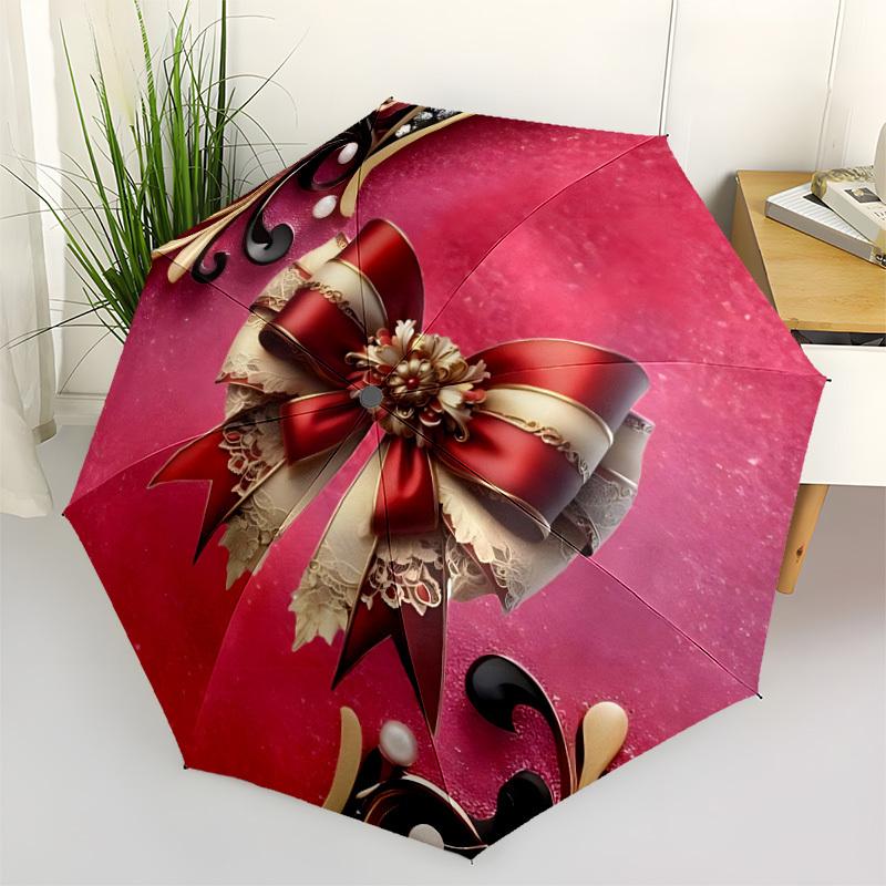 1pc Bow, Decorative Automatic Opening/Closing Folding Umbrella with 8 Ribs,Portable Sunshade Umbrella Birthday and Holiday gifts yy251231124