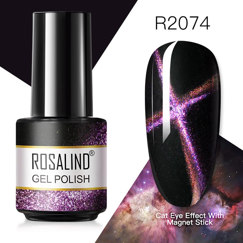 ROSALIND MINI 7 мл гель-лак для ногтей с вспышкой, долговечная основа «кошачий глаз», матовое верхнее покрытие, УФ-светодиод для дизайна ногтей