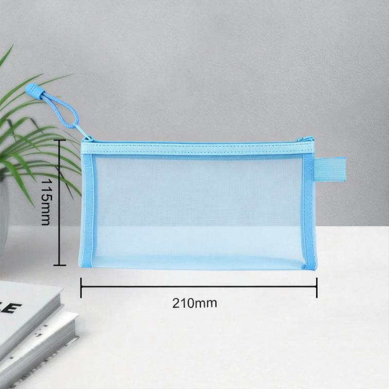 Mesh Pencil Pouches With Transparent Design And Durable Zipper Perfect For School Exams Office Daily Storage