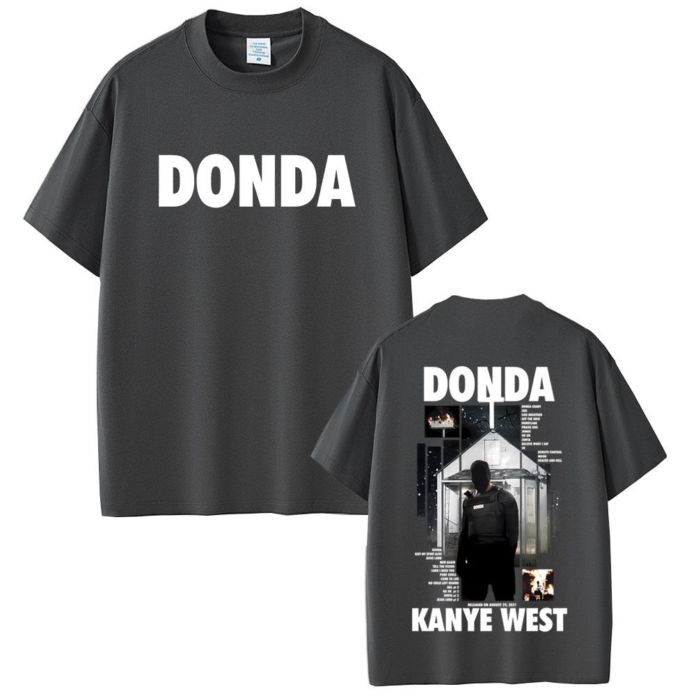 Футболка с принтом с обеих сторон Donda рэпера Канье Уэста Унисекс Женская Хип-Хоп Мода Поп-Музыка Футболки Унисекс Винтажные Футболки