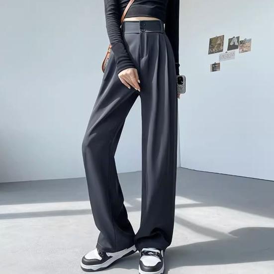 Женские брюки с высокой талией, прямые, широкие брюки с карманами, застежкой-молнией, однотонные, свободного кроя, костюмные брюки, рабочая одежда