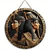 1pc 2d Flat Wood Vintage Egyptian Round Wooden Sign - 20cm Egyptian Mysterious Theme Sign Suitable for Home, Cafe, Apartment, Etc. - Festival, Lover