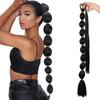 Synthetic Long Bubble Ponytail Extensions Puff Ponytail Wrap Around Hair Tie Straight Ponytail For Women Daily Use