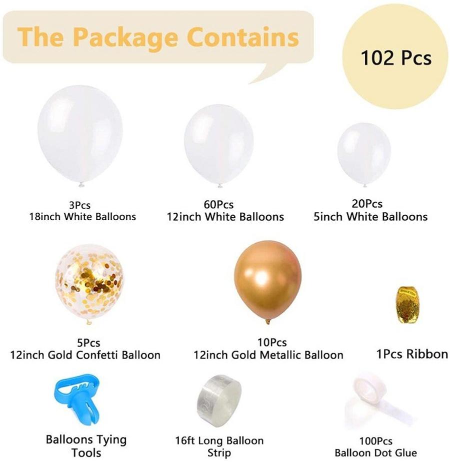 102 шт. Воздушные шары + Набор для арки из воздушных шаров День рождения Свадьба Детский праздник Гирлянда Декор