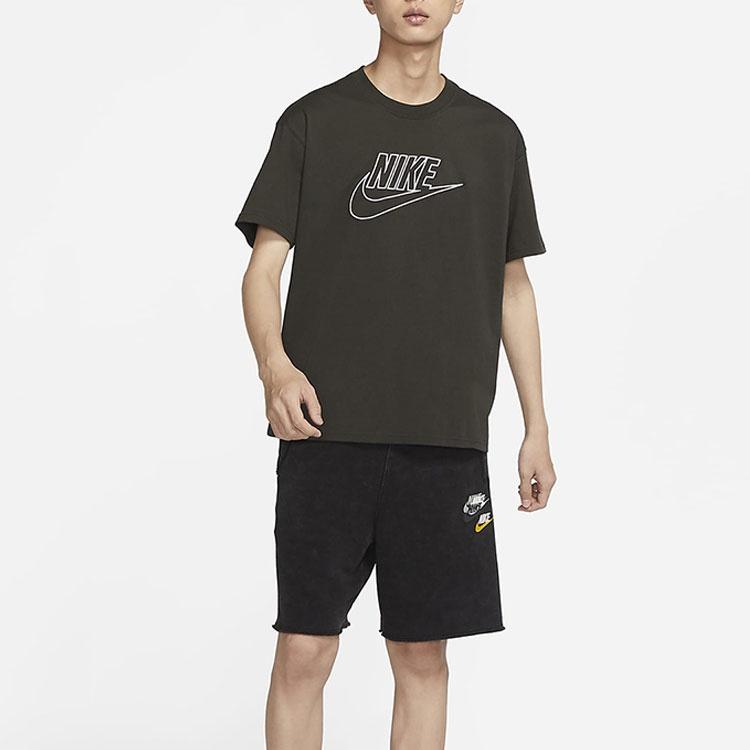 Nike Печать логотипа Повседневная Круглый вырез Короткий рукав Красный Зеленый Мужская DR7826-355