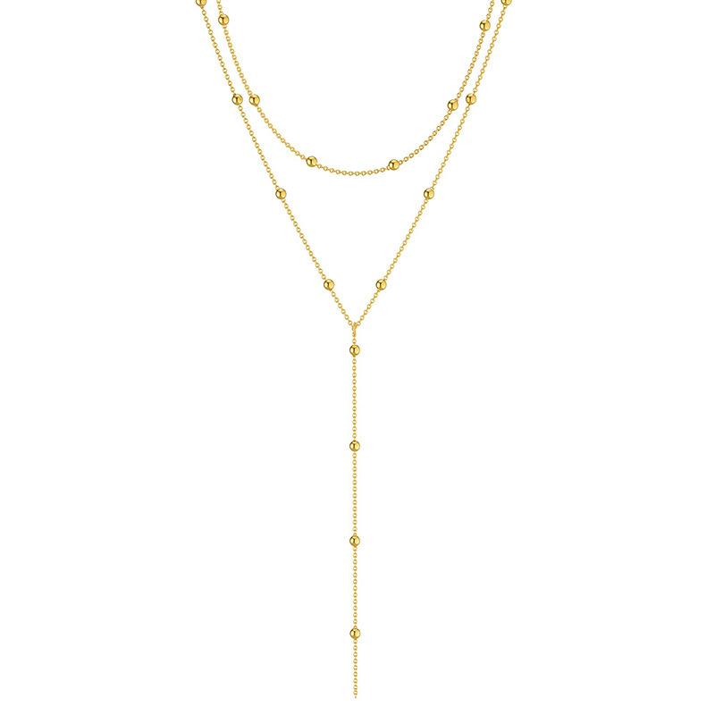 Стильное и простое геометрическое ожерелье-чокер из круглых бусин с бахромой, многослойное ожерелье с темпераментом, креативное длинное украшение