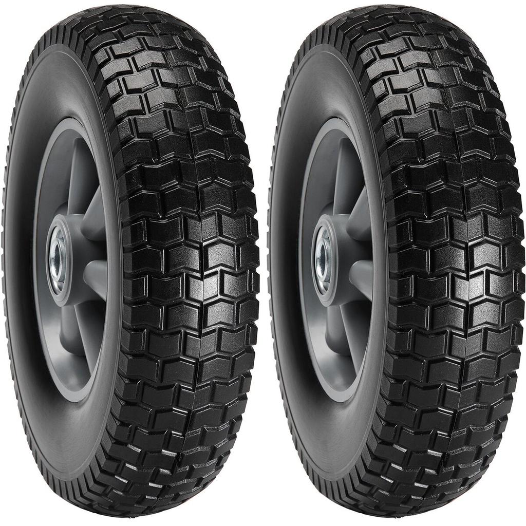 Solid PU Run-Flat Tire Wheel, 10", 2-Pack, 180 lbs Dynamic Load, 220 lbs Static Load, Flat Free Tubeless Tires and Wheels for Hand Truck, Utility