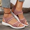 Women's Knit Elastic Cloth Wedge Sandals Slip On Lightweight Walking Sandals Plus Size Comfortable Summer Sports Sandalias Mujer