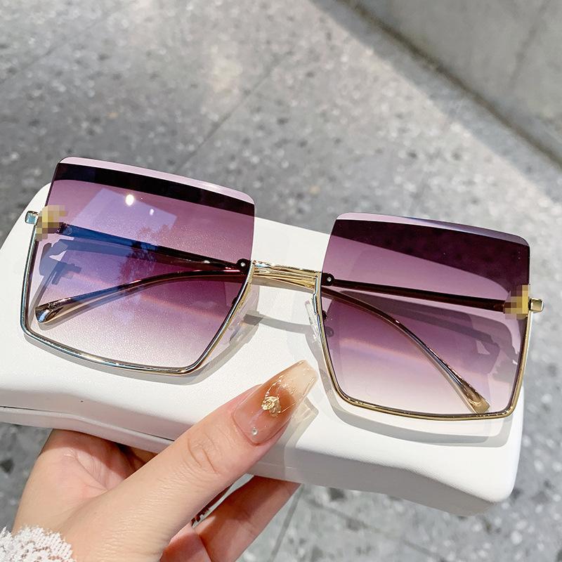 Солнцезащитные очки в металлической полуоправе, модные солнцезащитные очки, ретро-солнцезащитные очки с большой оправой, женские, буква F, главная