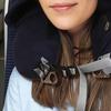 Luggage Pillow Self-Filling Travel Neck Pillow with Adjustable Size Shoulder Straps Refillable Hooded Design Packing Pillow Portable Travel Accessory