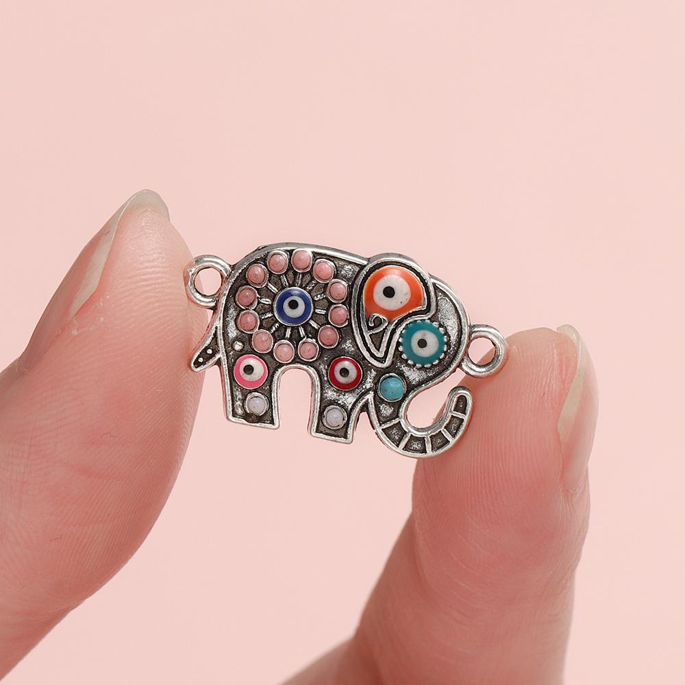 4Pcs Alloy Retro Colored Zircon Drop Oil Pendant Elephant Turtle Pendants For DIY Jewelry Charm Bracelet Handicrafts Accessories