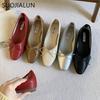 Fashion SUOJIALUN 2025 Spring New Women Flat Shoes Fashion Round Toe Bow-knot Slip On Ladies Ballerina Soft Flat Heel Dress Boat Shoes
