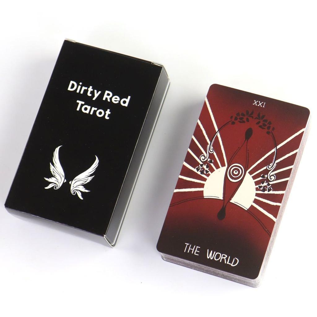 Dirty Red Tarot Deck 10.3*6cm 78 Pcs Tarot Cards Channel Energy Through Bold Strokes and Striking Contrasts