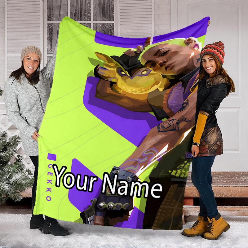Custom Name Valorant Theme Printed Blanket - Perfect for Couch, Bed, Travel & Outdoor Use | Machine Washable, Cozy & Durable.