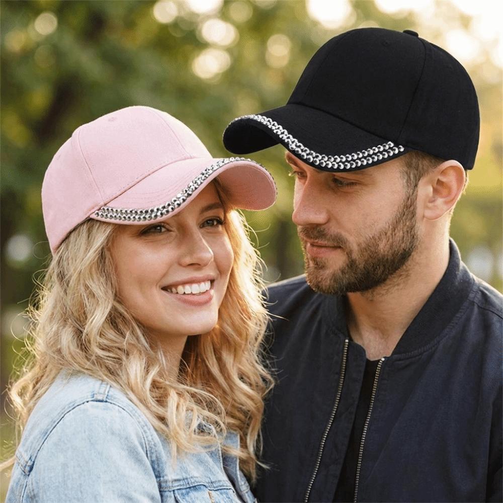 Adjustable Rhinestone Baseball Cap Elegant Streetwear Cap Diamond Brim Cap  Couple Accessories