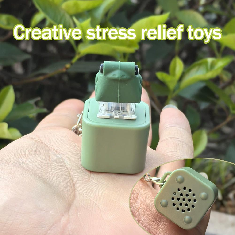 Croaking Frog Fidget Toy Keychain Rechargeable Frog Keychain with Sound & LED Lights, Funny Frog Keyboard Clicker Stress Relief