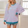 Женский повседневный топ с длинными рукавами, полосатая цветная толстовка с длинными рукавами