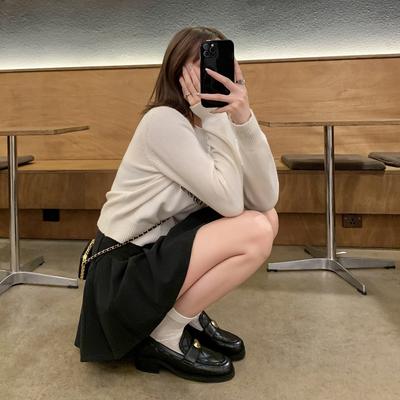 Продвинутая версия из овчины~ Ромбовидная пряжка-сердечко, толстый каблук, ленивые женские туфли-лодочки