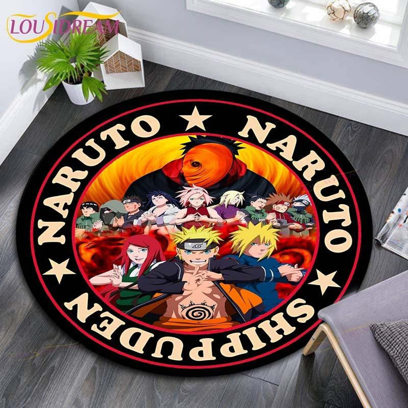 Круглые коврики с рисунком Наруто, геометрические противоскользящие напольные коврики для гостиной, декор для комнаты, домашние коврики, коврик для игр в стиле Наруто, детский коврик