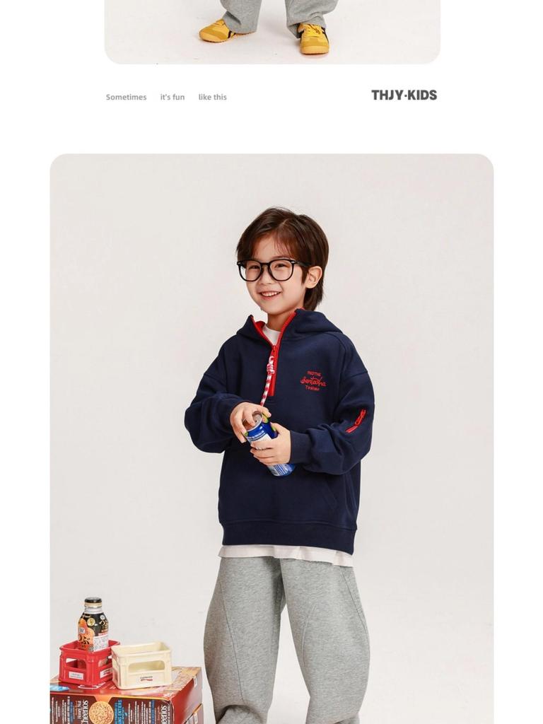 Boys' 2025 Autumn Korean Style Loose Hooded Sweatshirt