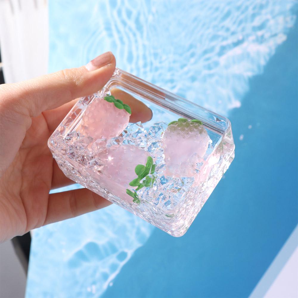 Rectangular Acrylic Ornament Transparent Oil Flowing Sand Ornament Fruit Sand Ornament Home Decor