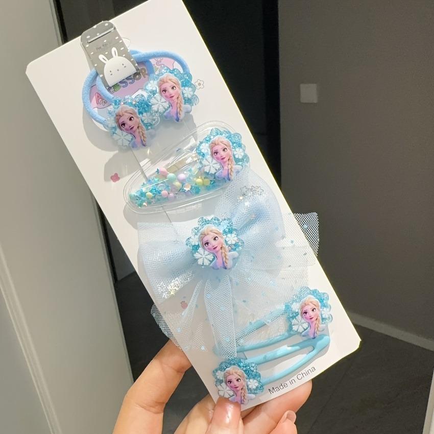 6pcs/set Cute Girl Hair Accessories Frozen Elements Princess Hair Clip Daily Performance Sweet Bow Children's Hair Circle