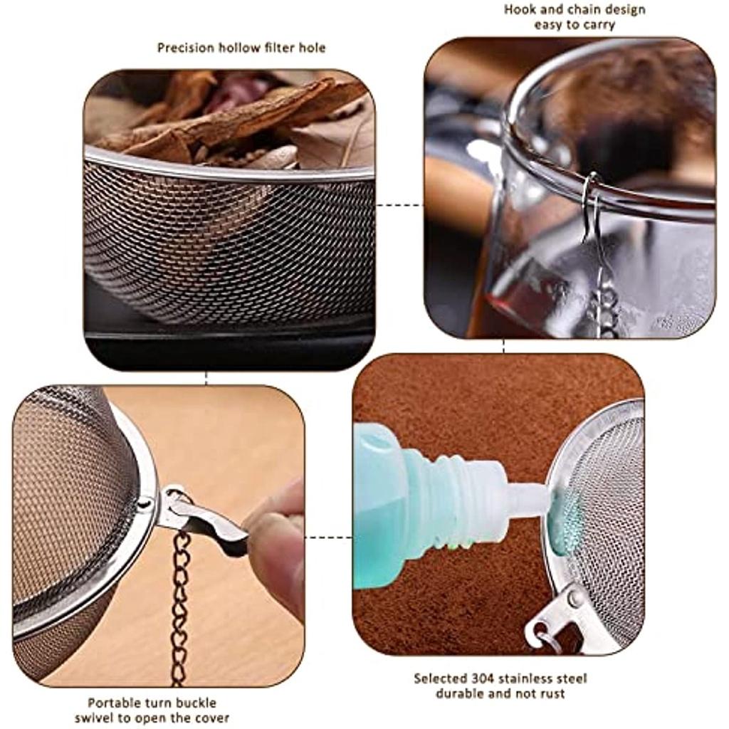 4 шт. Фильтры для заварки чая, сетчатые фильтры из нержавеющей стали с удлиненным цепным крючком и очень мелкой сеткой для приготовления листового чая и специй