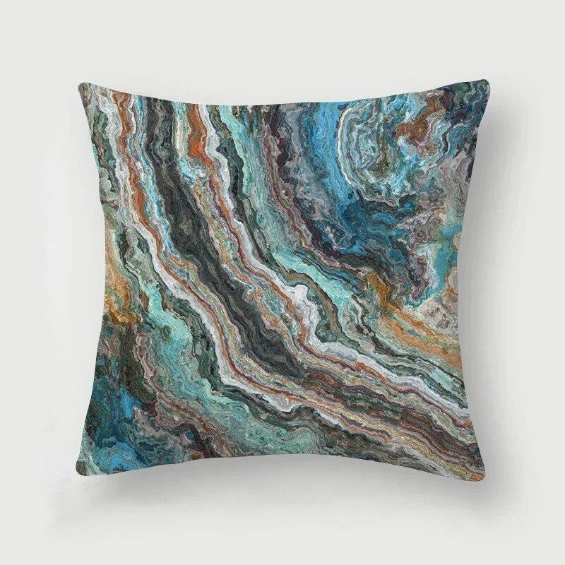 Nordic Blue Marble Polyester Pillowcase Sea Rock Texture Bedside Sofa Chair Throw Pillow Cushion Cover Home Decor