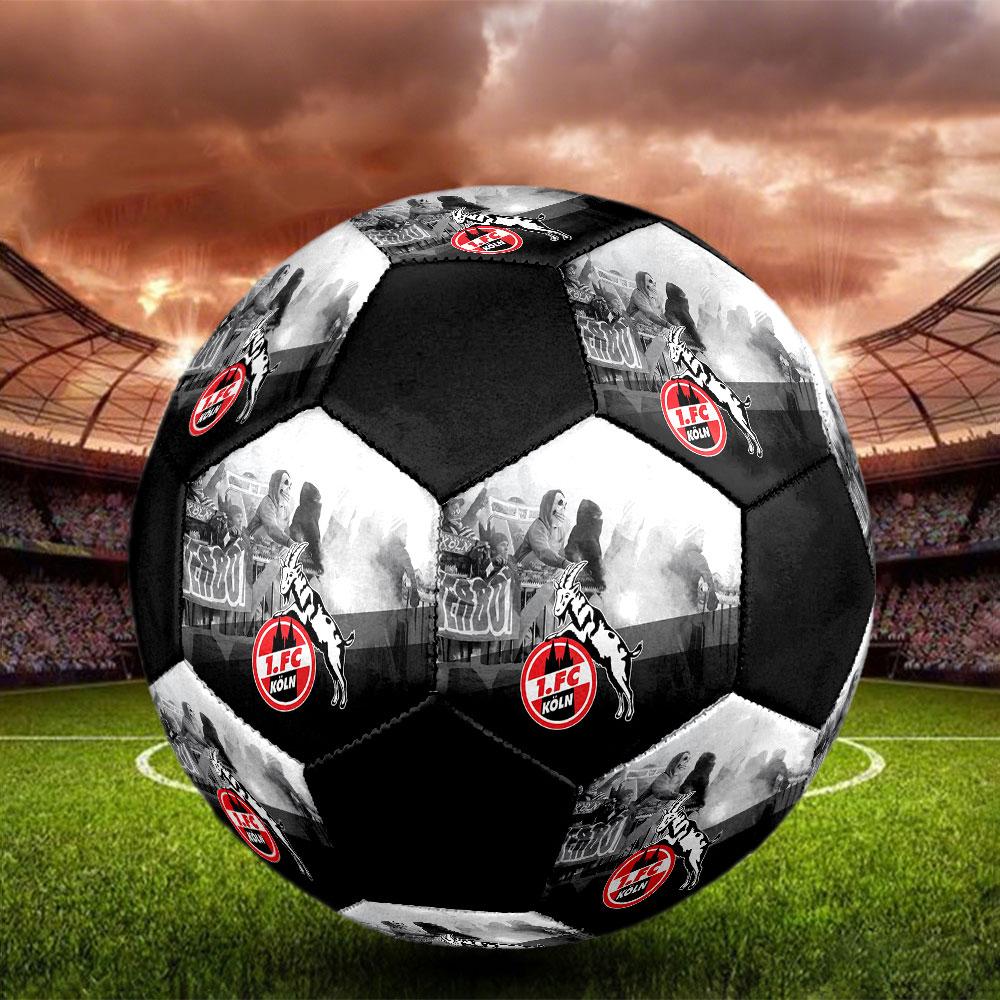 Koln FC Size 5 Soccer Ball, Machine-Stitched PVC, Durable & High Bounce, All Ages Fit, fan merchandise, matches & outdoor use.