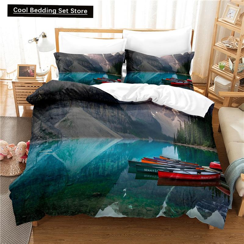 Vintage Sailboat King Queen Duvet Cover Nautical Ocean Bedding Set for Teens Adults Ship Fire Black 2/3pcs Polyester Quilt Cover