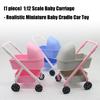 1/12 Doll House Baby Stroller Model Figurine Doll House Nursery Room Decoration Scene Display Accessory for Craft Model