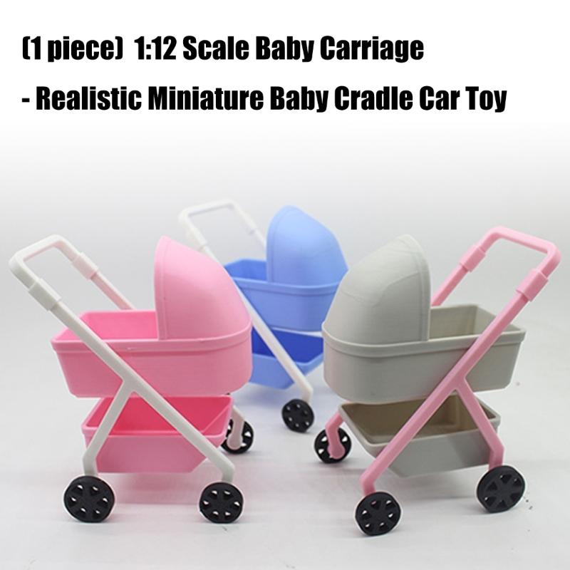 1/12 Doll House Baby Stroller Model Figurine Doll House Nursery Room Decoration Scene Display Accessory for Craft Model