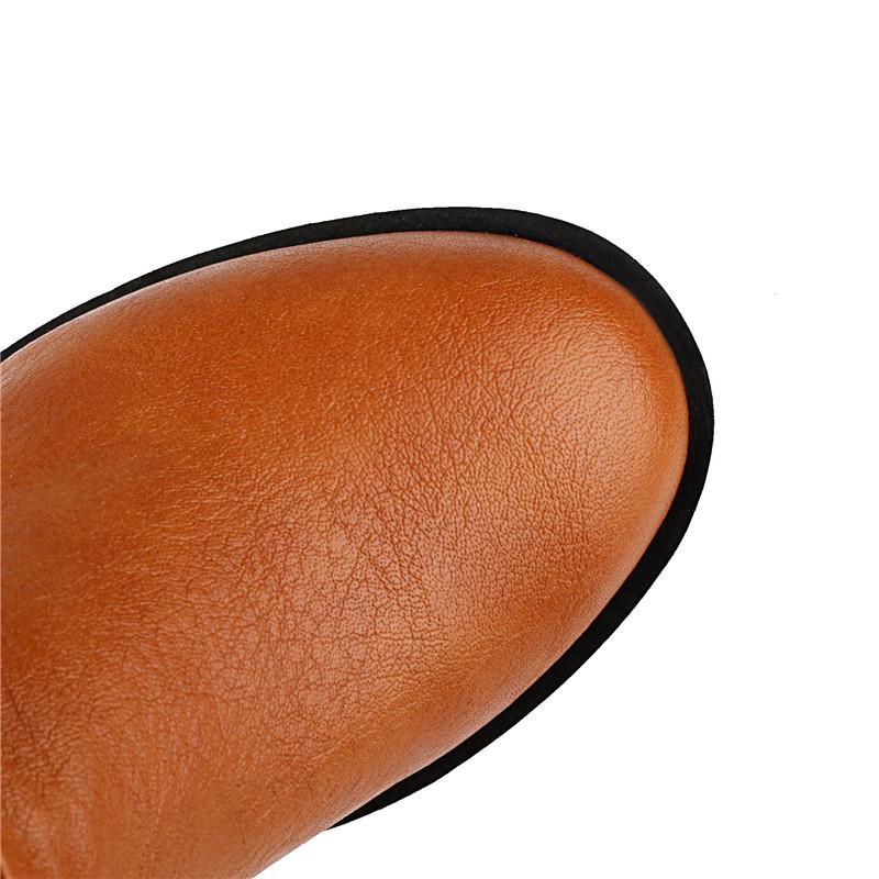 Women's Low-heeled Boots Autumn and Winter New European and American Thick-heeled Large-size Roman Medium Boots