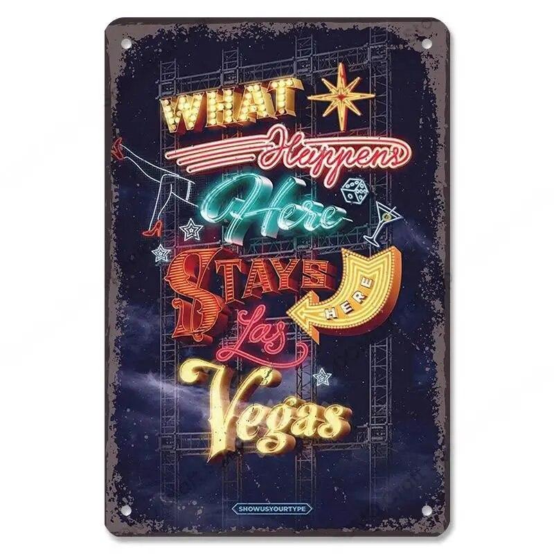 Welcome To Las Vegas Plaque Metal Tin Signs Vintage Decor Nevada Casino Metal Posters Wall Art Decor